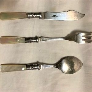 Antique Set of 3 Mother-of-Pearl-Handled Flatware